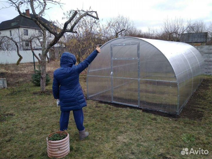 Теплица усиленная поликарбонат грядки, рассрочка