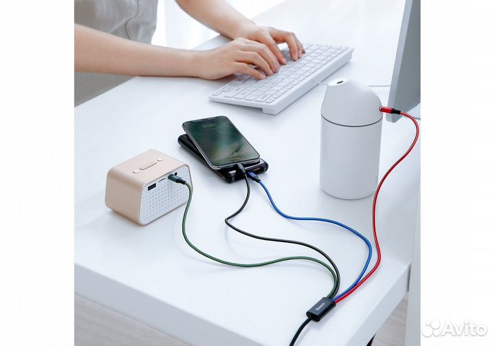 Кабель USB baseus Fast 4-in-1, USB - 2*microusb +