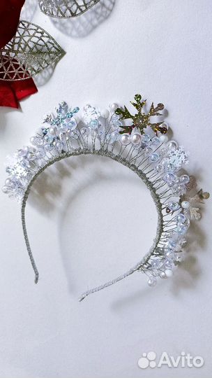 Новогодний ободок корона со снежинками