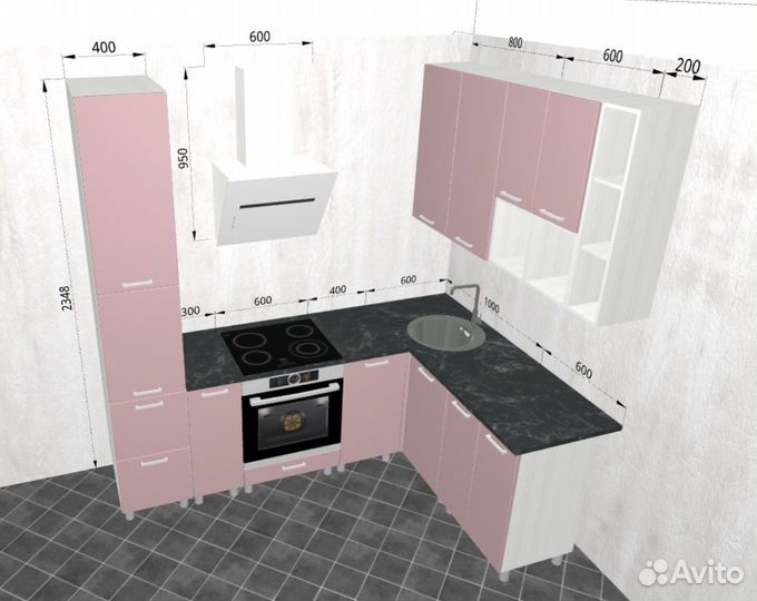 Кухня угловая модульная. 8 цветов фасадов