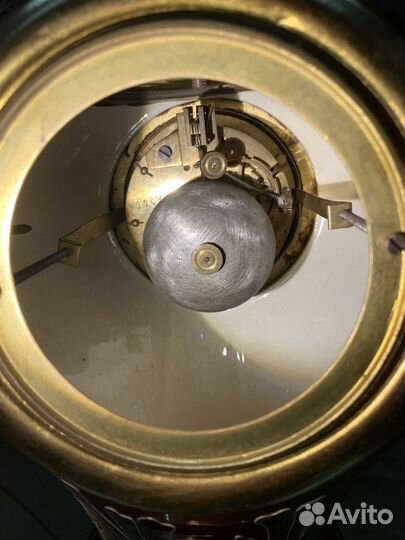 Старинные каминные часы бронза с подсвечниками