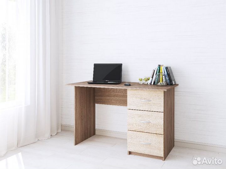 Письменный стол на 3 ящика Шимо тёмный/Дуб сонома