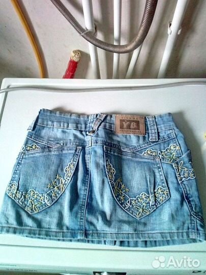 Джинсовая мини юбка