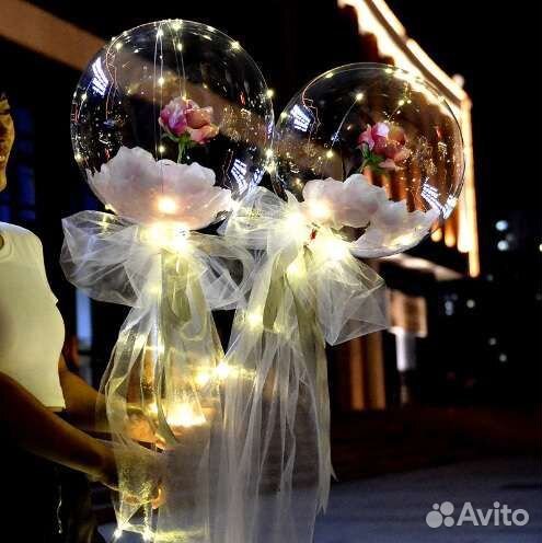 Светящиеся шары бобо цветочный букет