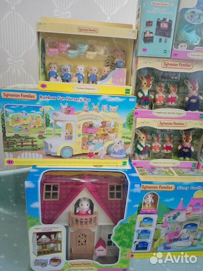 Sylvanian families семья. Автобус. Садик. Дом