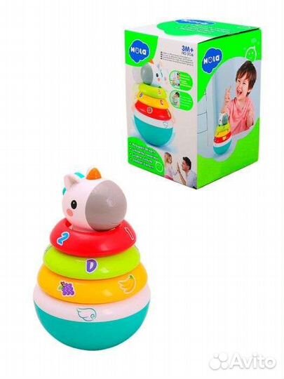 Hola: Развивающая неваляшка Единорог/ пирамидка