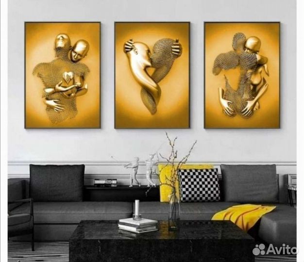 Постеры на холсте 3 шт Art Love, триптих