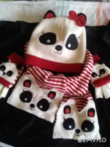 Комплект: шапочка, шарфик, перчатки-варежки