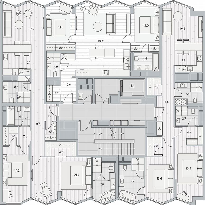 2-к. квартира, 90,9 м², 3/12 эт.