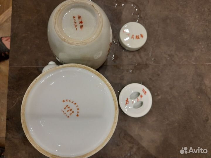 Заварочный чайник и чайница,фарфор, 16см