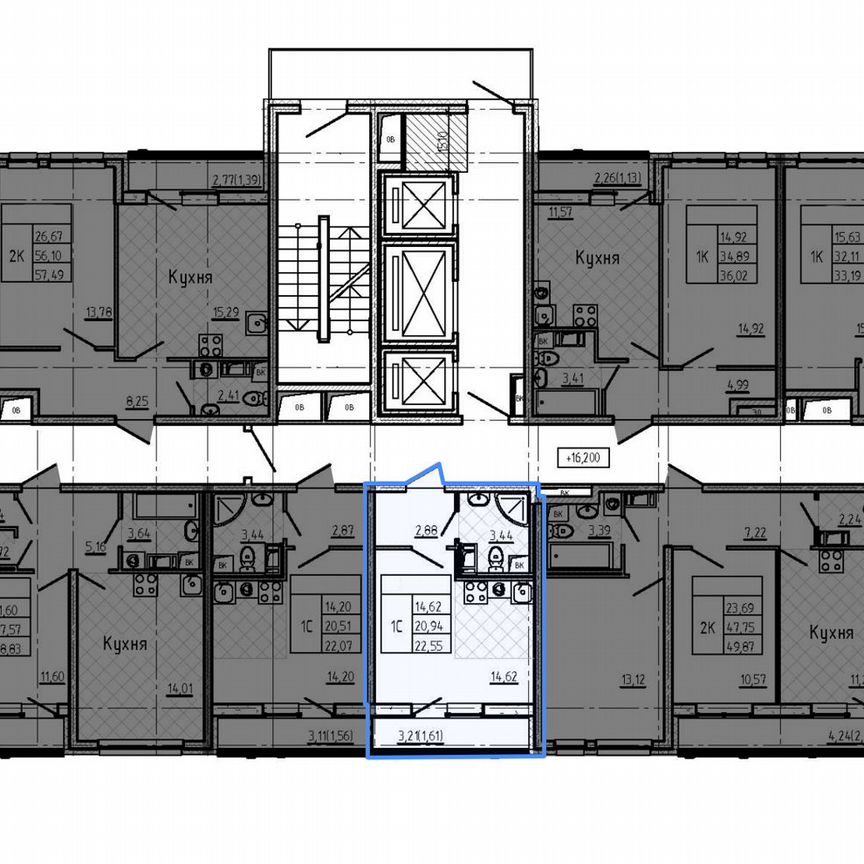 Квартира-студия, 22,6 м², 6/19 эт.