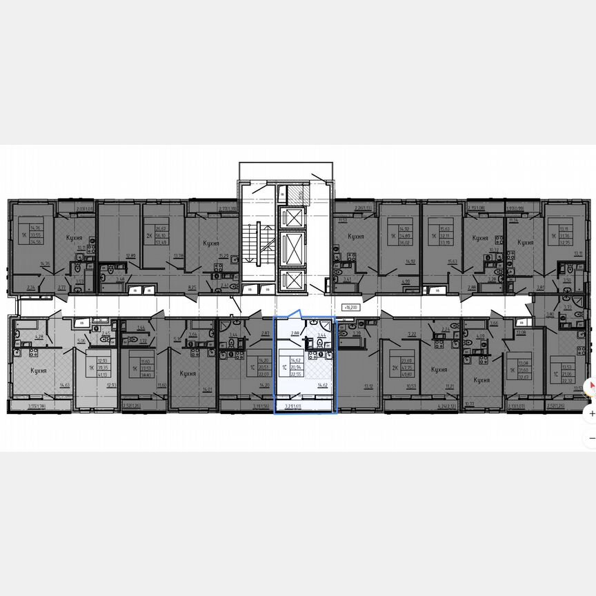 Квартира-студия, 22,6 м², 6/19 эт.
