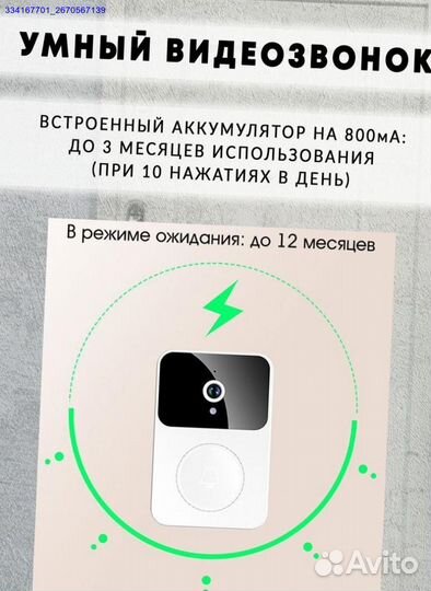 Звонок Беспроводной Дверной С Камерой (Арт.83931)