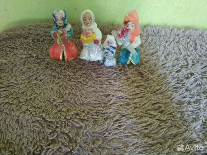 Новогодние игрушки, куклы из ваты
