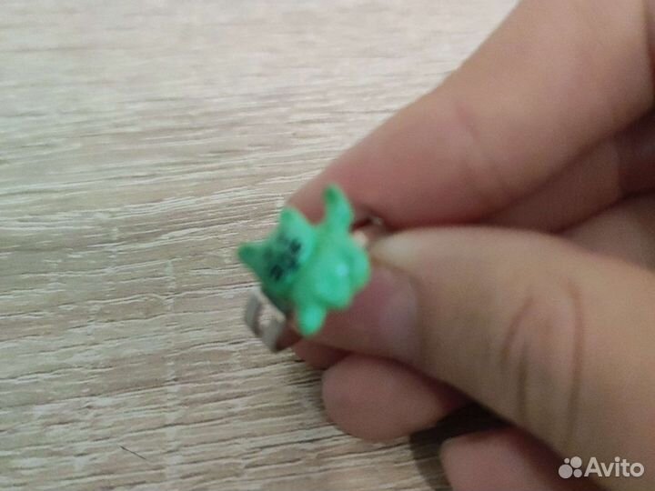 Серебряное кольцо с рыбкой и котиком