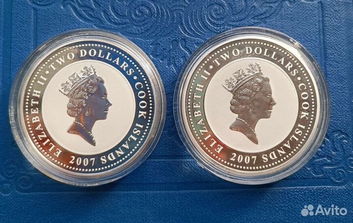 Шерлок Холмс 2 доллара 2007 Острова Кука Серебро