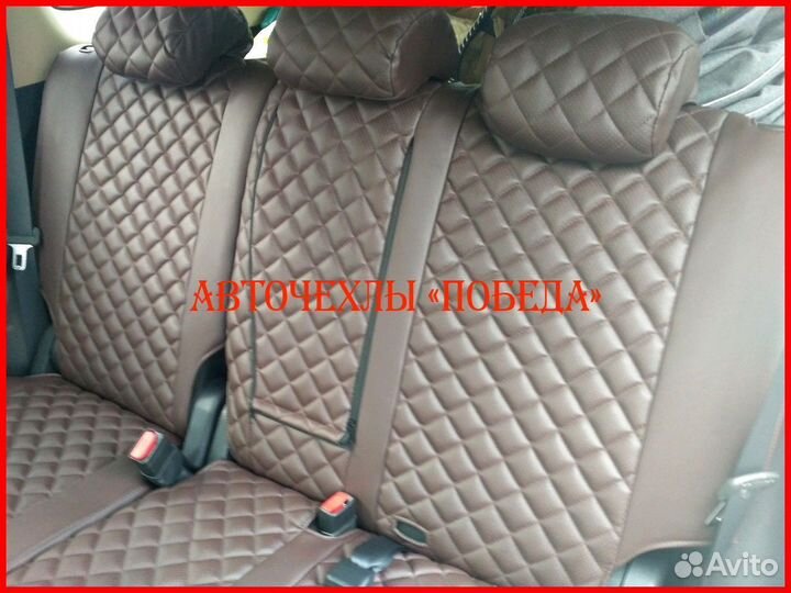 Чехлы Mitsubishi Outlander 3 из экокожи шоколадные