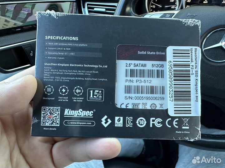 SSD диск Kingspec 512gb Новый Запечатанный