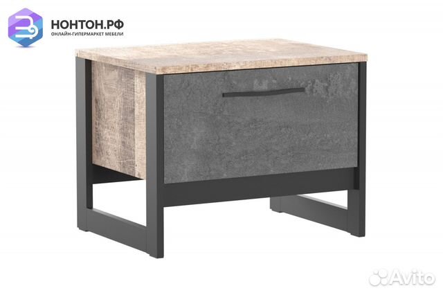 Тумба прикроватная Hugo тип-2 дуб гранж / железный