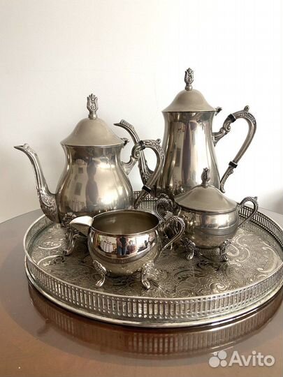 Сервиз чайно-кофейный серебрение 5 пр винтаж Европ