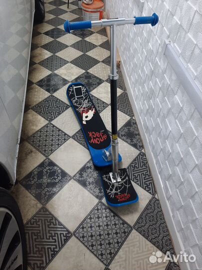 Самокат для зимнего катания, с лыжами