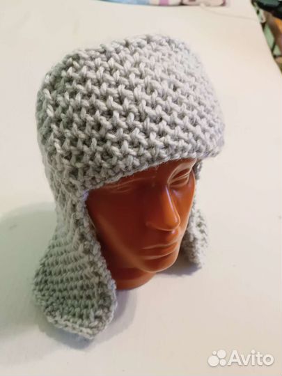 Шапка ушанка женская вязаная