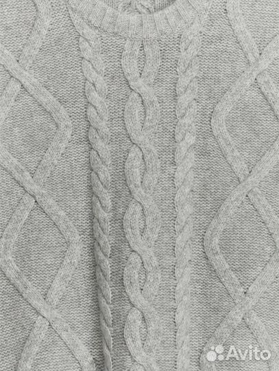 Вязаный свитер из шерсти Arket серый с косами