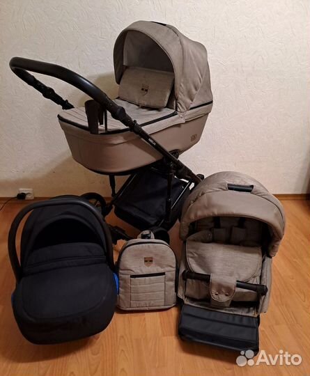 Коляска 3 в 1 adamex amelia шикарная
