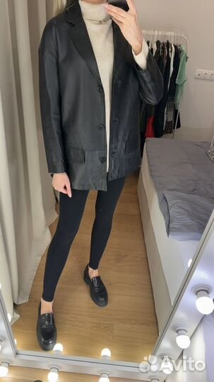 Кожаный пиджак женский prada s-m