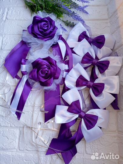 Декор для ручек и зеркал автомобиля на свадьбу