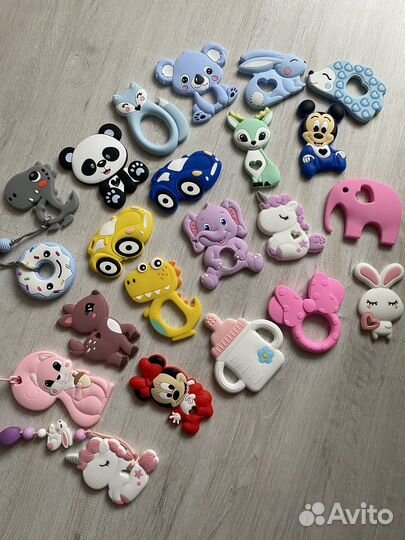 Прорезыватели силиконовые, держатель для соски