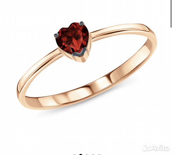Кольцо золотое с гранатом сердечко 18 или 18,5