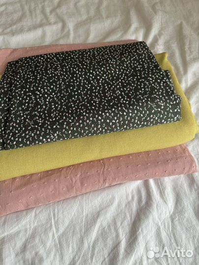 Ткани отрезы фактурный хлопок батист лён