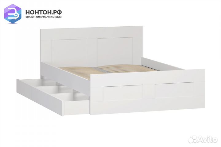 Кровать двуспальная Сириус белая с ящиками