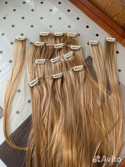 Волосы на клипсах канекалон блонд