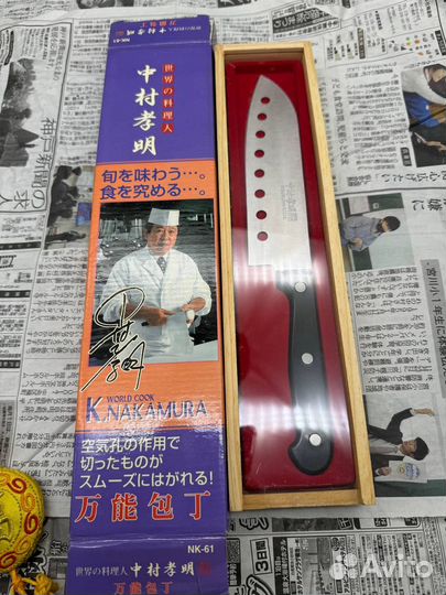 Японский кухонный нож Сантоку новый