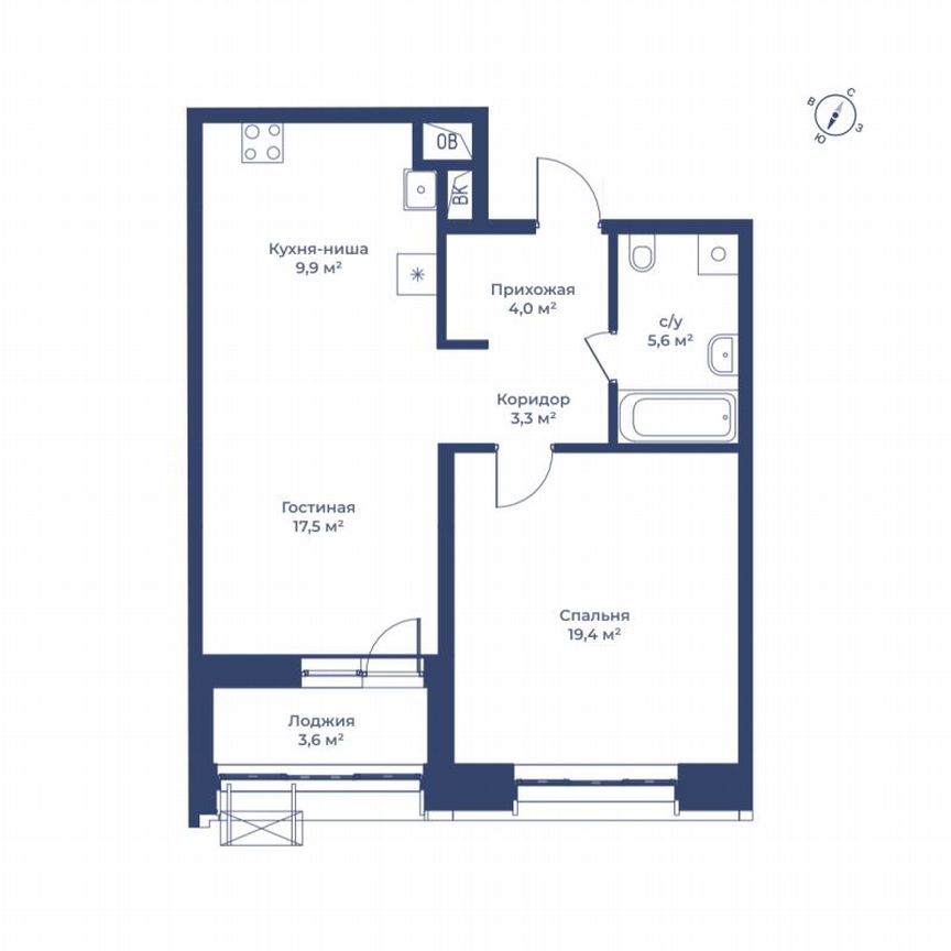 1-к. квартира, 61,5 м², 6/15 эт.