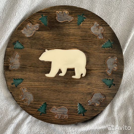 Поднос деревянный круглый