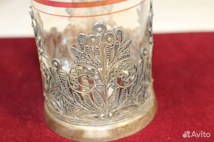 Подстаканник со стаканом Мельхиор СССР Скань -8