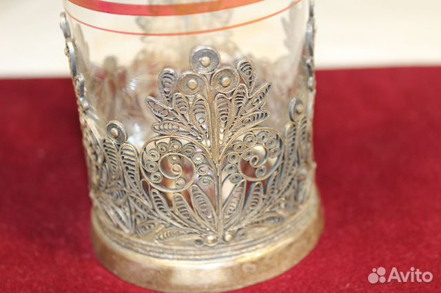 Подстаканник со стаканом Мельхиор СССР Скань -8