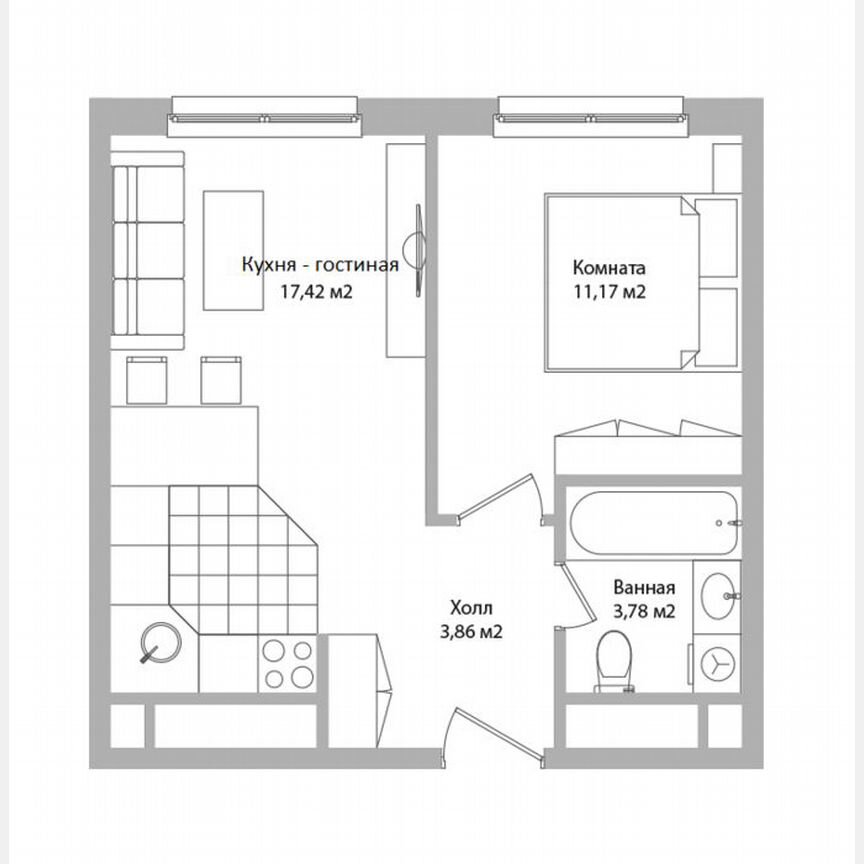 2-к. апартаменты, 36,2 м², 7/16 эт.
