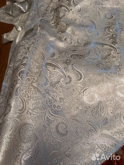 Парча белая серебряная
