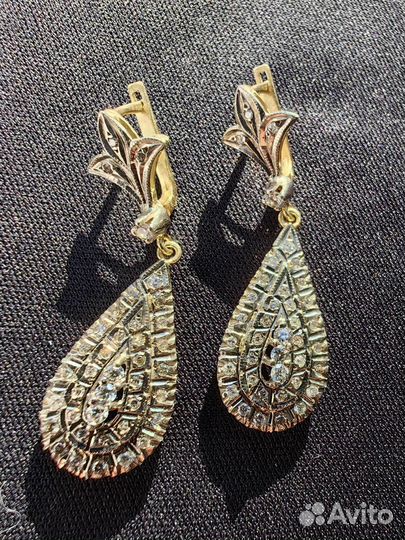 Серьги бриллиантовые СССР 750 проба