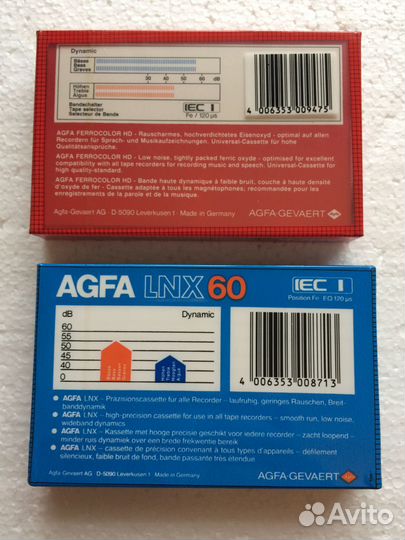 Аудиокассеты agfa LNX 60,agfa HD 60+6