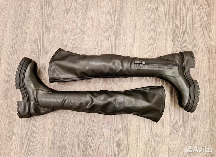 Сапоги ботфорты кожаные