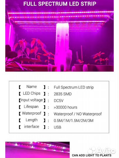Светодиодная лента розовая 5 м