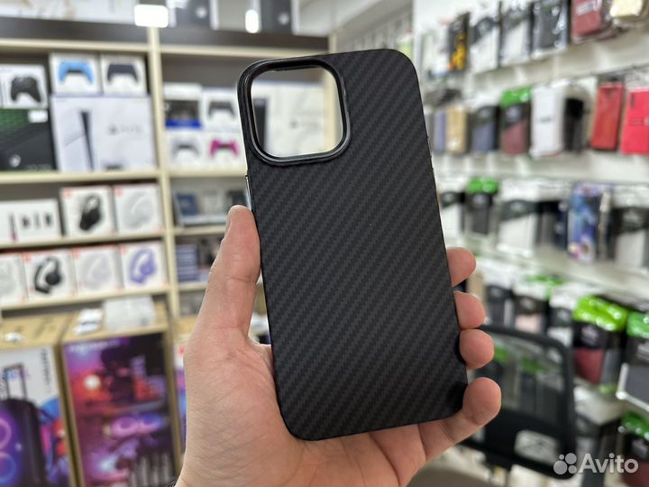 Чехол - накладка для iPhone 14 Pro Max цвет карбон