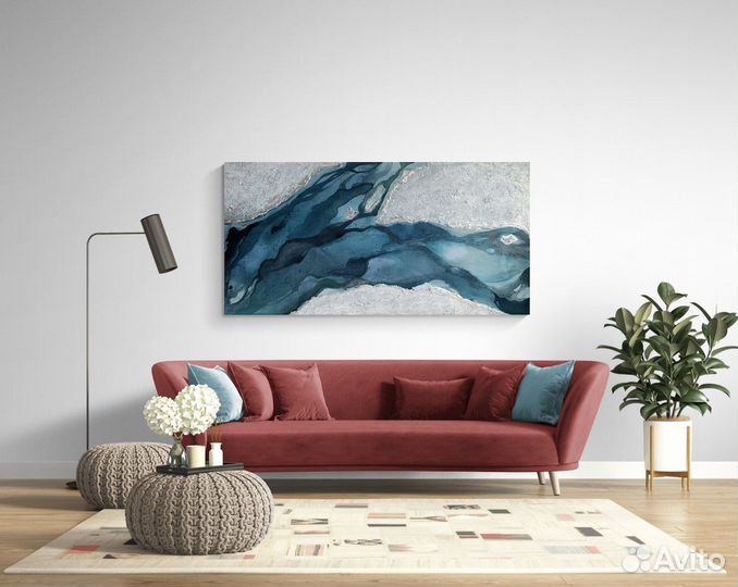 Текстурная авторская картина 140*70 с серебром