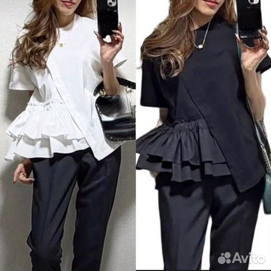 Новая блузка футболка с воланом, 2 цвета