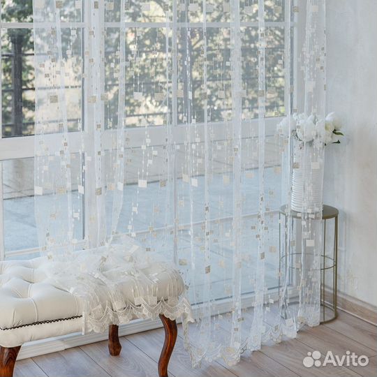 Тюль Мона Айвори готовый